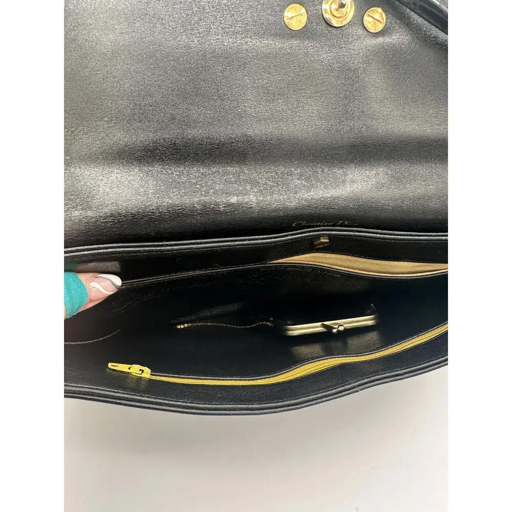 Christian Dior Leather Shoulder Bag CD Logo Plate/Black, GUC - Picture 6 of 13
